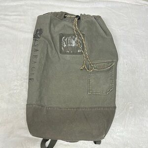 Green Canvas Duffel Bag with Drawstring Closure